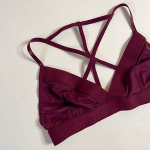 Fredericks of Hollywood Maroon Strappy Mesh Bralette in Red Size M